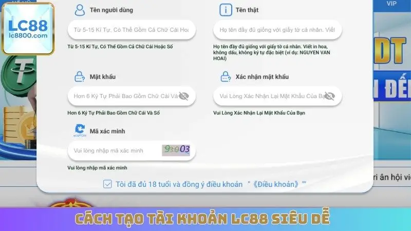 Cách tạo tài khoản LC88 siêu dễ